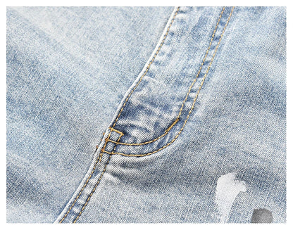 graffiti printed ripped destroied denim jean mens distressed biker jeans with sequins 2018 fashion high street slim pants jogger unique joggers style 2346