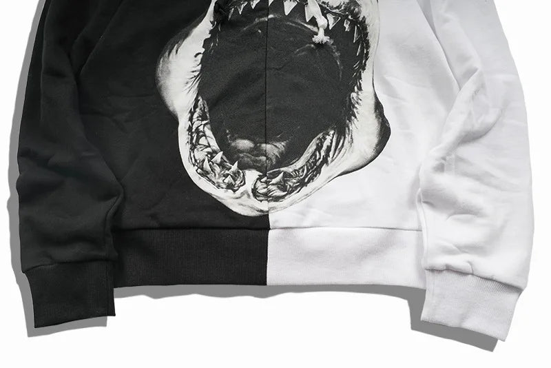 New  Baolideng High Men Shark teeth Yin yang Hoodies Hoody hooded Sweatshirts velvet Cotton Drake Thicken Fleece #E22 Street King Limited