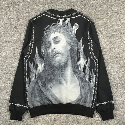 New  High High Men Thorns Jesus star Hoodies Hoody hooded Sweatshirts velvet Cotton Drake Thicken Fleece Kenye #d22 Street King Limited