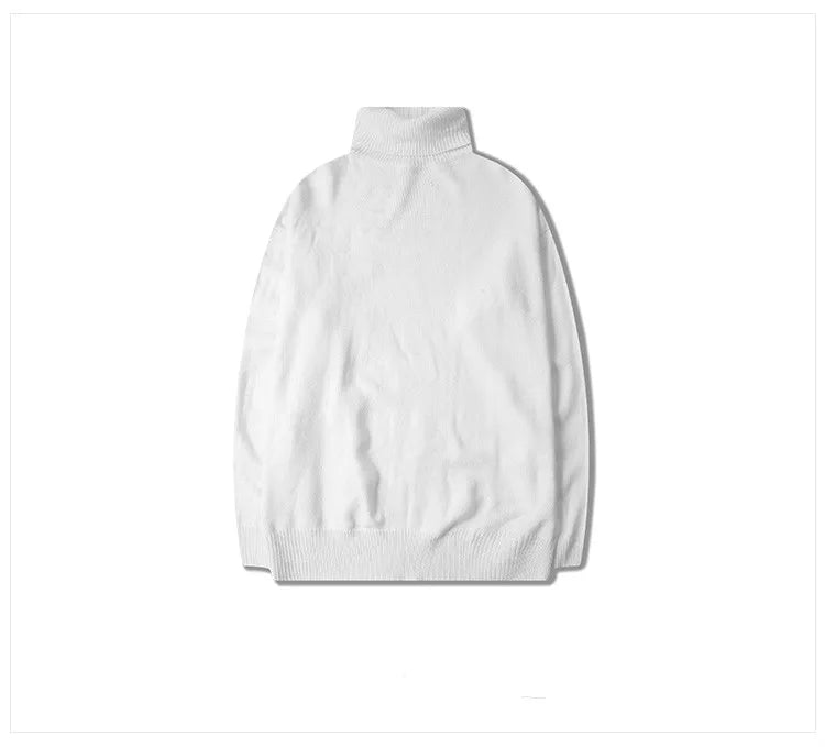 Male Sweater Basic Pullover 2018 Autumn Winter High Neck Casual Solid Color Warm Sweater Women Men Fashion Street Loose Sweaters Street King Limited