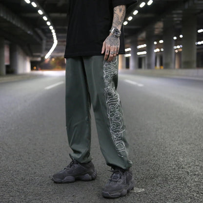 hip hop loose fit elastic waist pants fashion embroidery ankle pants mens 2019 new spring summer casual sportwear pants joggers casual joggers