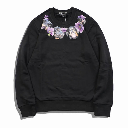New  Baolideng High Men Rottweiler flower gentleman Hoodies Hoody hooded Sweatshirts velvet Cotton Drake Thicken Fleece #E24 Street King Limited