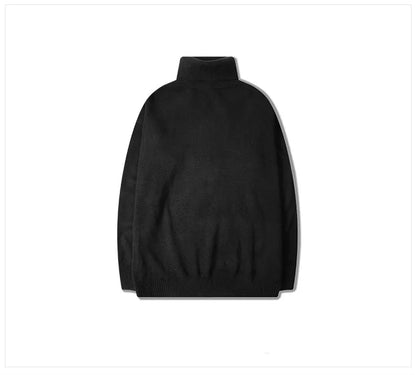 Male Sweater Basic Pullover 2018 Autumn Winter High Neck Casual Solid Color Warm Sweater Women Men Fashion Street Loose Sweaters Street King Limited