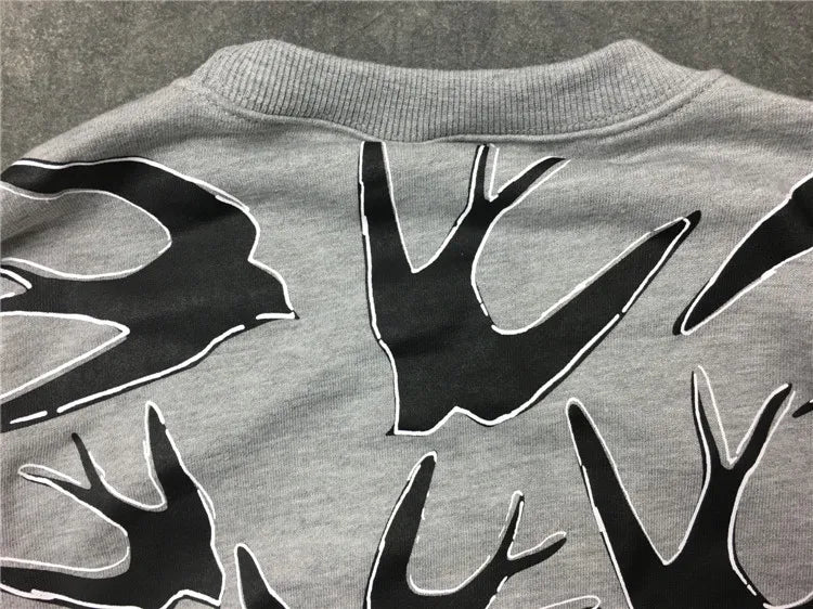 New  Men Full of Swallows Hoodies Hoody hooded Sweatshirts velvet Cotton Drake Thick Fleece Street Hip hop #E153 Street King Limited