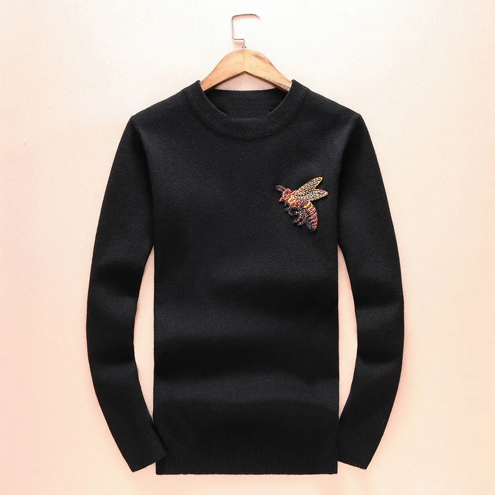 New 2018 Man Luxury Winter Bees embroidered Casual Sweaters pullover Asian Plug Size High quality Drake #H74 Street King Limited
