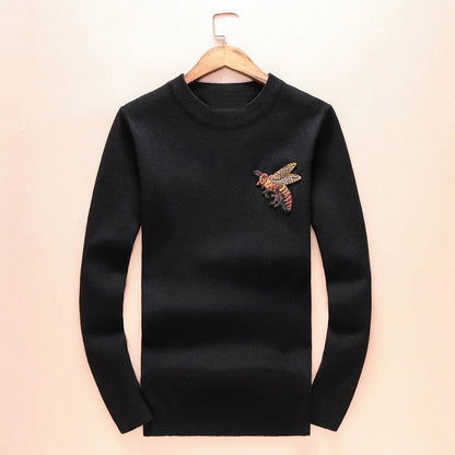 New 2018 Man Luxury Winter Bees embroidered Casual Sweaters pullover Asian Plug Size High quality Drake #H74 Street King Limited