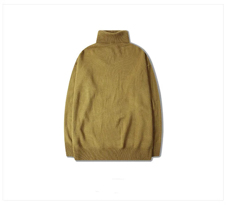 Male Sweater Basic Pullover 2018 Autumn Winter High Neck Casual Solid Color Warm Sweater Women Men Fashion Street Loose Sweaters Street King Limited