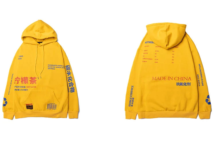 Men Hooded Pullover Streetwear Lemon Tea Print Deisgn Hoodie Sweatshirt Hip Hop Winter Fleece Hoodie Cotton Chinese Autumn 2023 Street King Limited