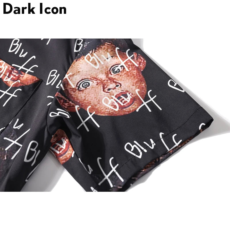 Dark Icon Bluff Boy Full Printing Hip Hop Shirt Street Summer Short Sleeved Men's Shirts Streetwear Clothing Street King Limited