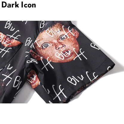 Dark Icon Bluff Boy Full Printing Hip Hop Shirt Street Summer Short Sleeved Men's Shirts Streetwear Clothing Street King Limited