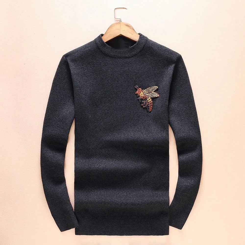 New 2018 Man Luxury Winter Bees embroidered Casual Sweaters pullover Asian Plug Size High quality Drake #H74 Street King Limited