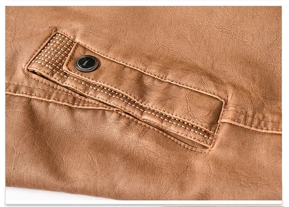 retro leather jacket men stand collar locomotive coat autumn winter casual plus size motorcycle jacket male warm biker outerwear unique default style 3800