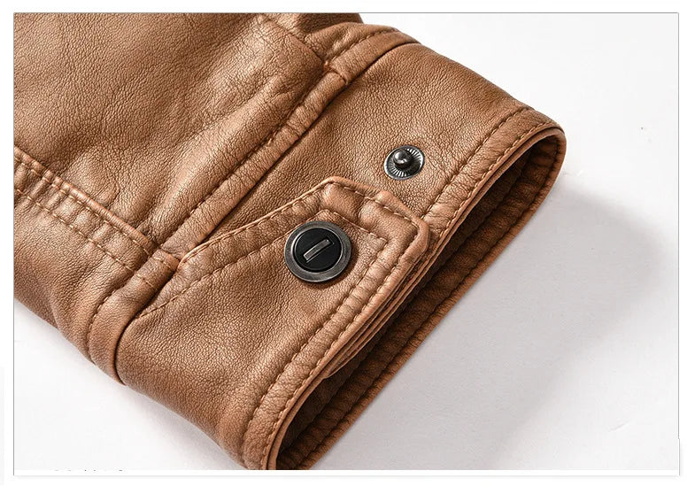 retro leather jacket men stand collar locomotive coat autumn winter casual plus size motorcycle jacket male warm biker outerwear unique default style 3802