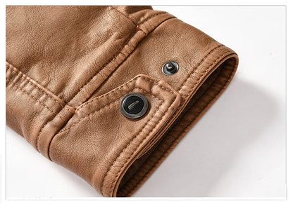 retro leather jacket men stand collar locomotive coat autumn winter casual plus size motorcycle jacket male warm biker outerwear unique default style 3802