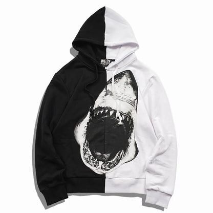 New  Baolideng High Men Shark teeth Yin yang Hoodies Hoody hooded Sweatshirts velvet Cotton Drake Thicken Fleece #E22 Street King Limited
