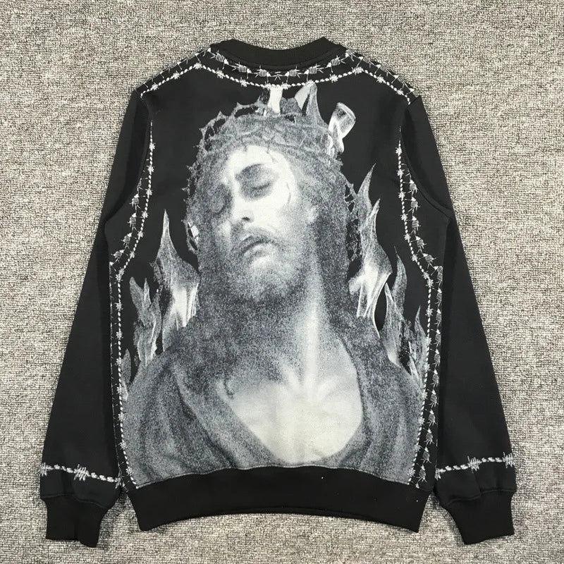New  High High Men Thorns Jesus star Hoodies Hoody hooded Sweatshirts velvet Cotton Drake Thicken Fleece Kenye #d22 Street King Limited
