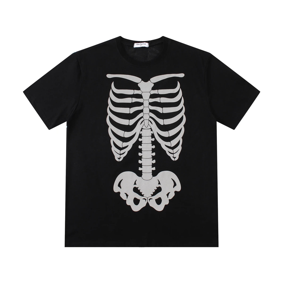 Men's Fashion Reflective Skull Printed T-shirts New Casual Loose Short-sleeved Crew Neck Tees Hip Hop Streetwear Loose Tops Street King Limited