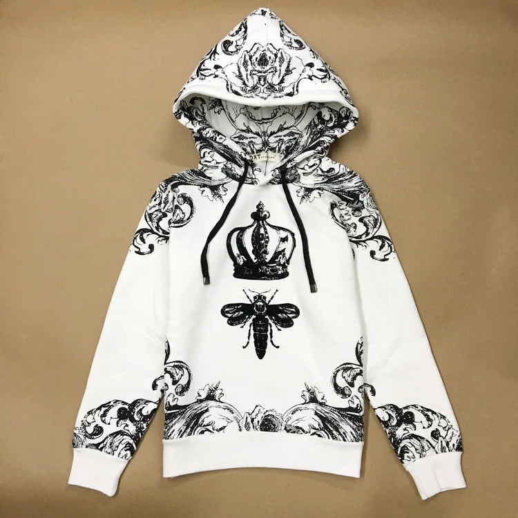 New  High Crown bee flocking Classic Unisex Hoodies Hoody hooded Sweatshirts velvet Cotton Drake Thicken Fleece #D13 Street King Limited