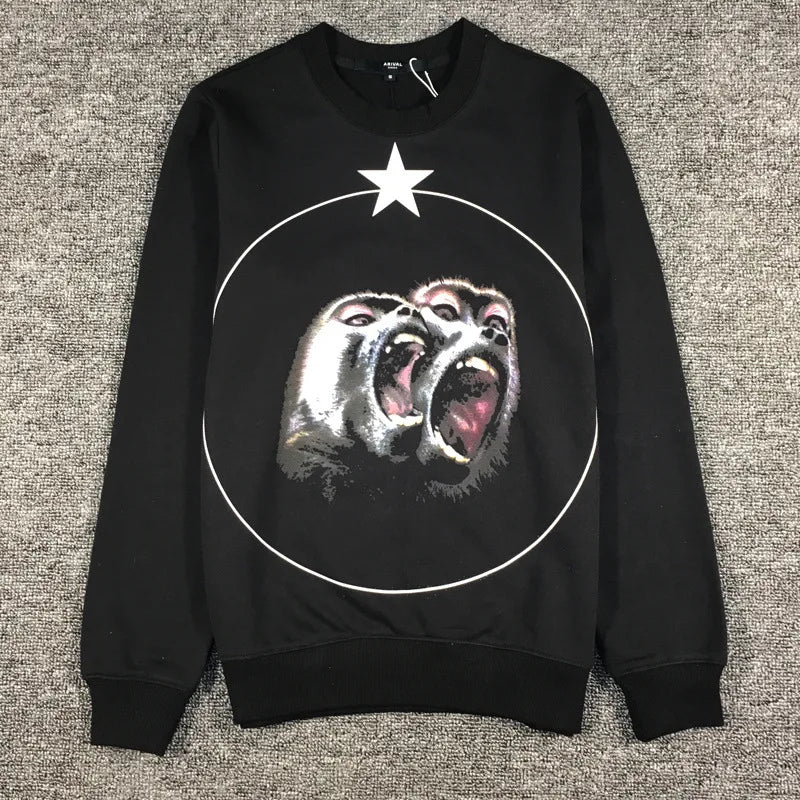 New  High Men 3D orangutan Monkey star Hoodies Hoody hooded Sweatshirts velvet Cotton Drake Thicken Fleece Kenye #d20 Street King Limited