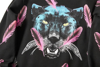 New High Men Novelty Feather wolf head gentleman Hoodies Hoody hooded Sweatshirts velvet Cotton Drake Thicken Fleece #F28 Street King Limited