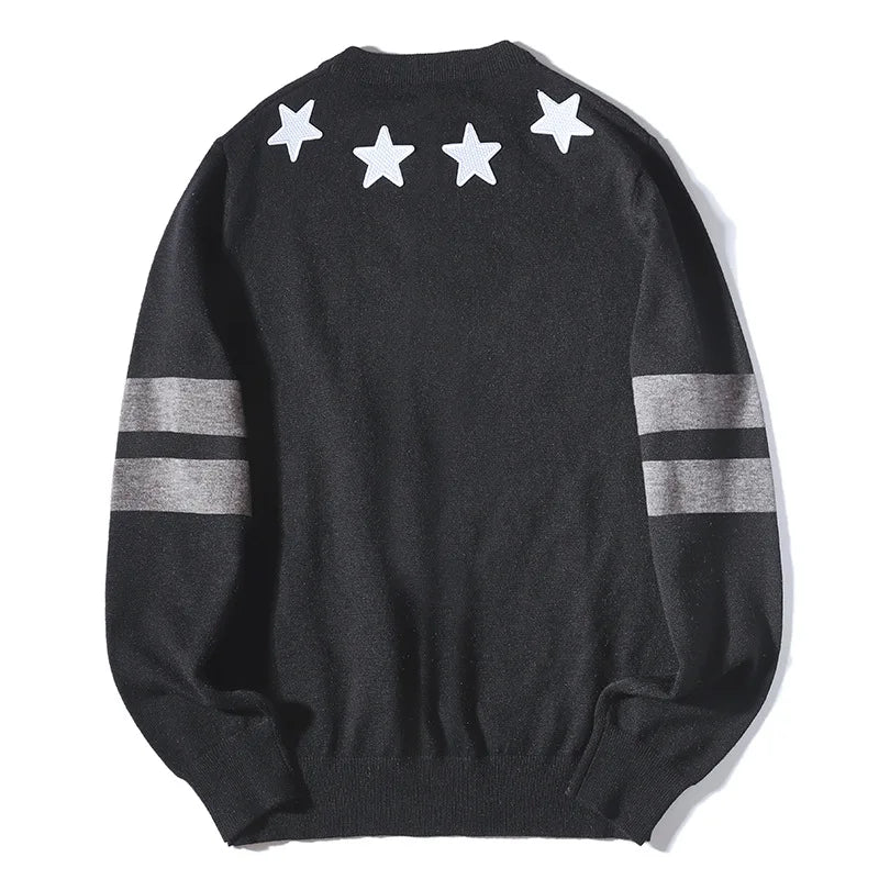 New 2021 Men Luxury Winter gentleman Embroidered stars stripes Knit Casual Sweaters pullover Asian Plug Size High Drake #H73 Street King Limited