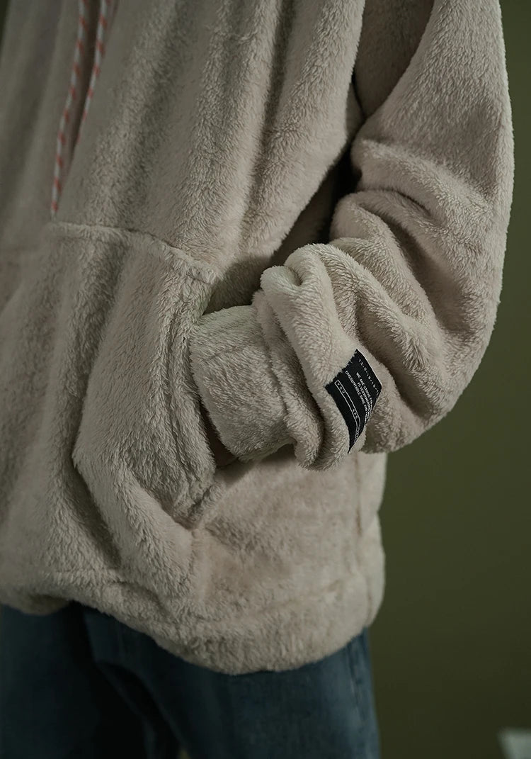 Warm Hoodies Men's 2018 Autumn Winter Hairy Sweatshirts Hip Hop Casual Drawstring Pullover Fashion Skateboard Solid Hooded Tops Street King Limited