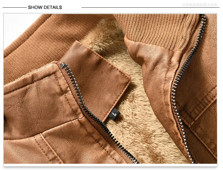 retro leather jacket men stand collar locomotive coat autumn winter casual plus size motorcycle jacket male warm biker outerwear unique default style 3796