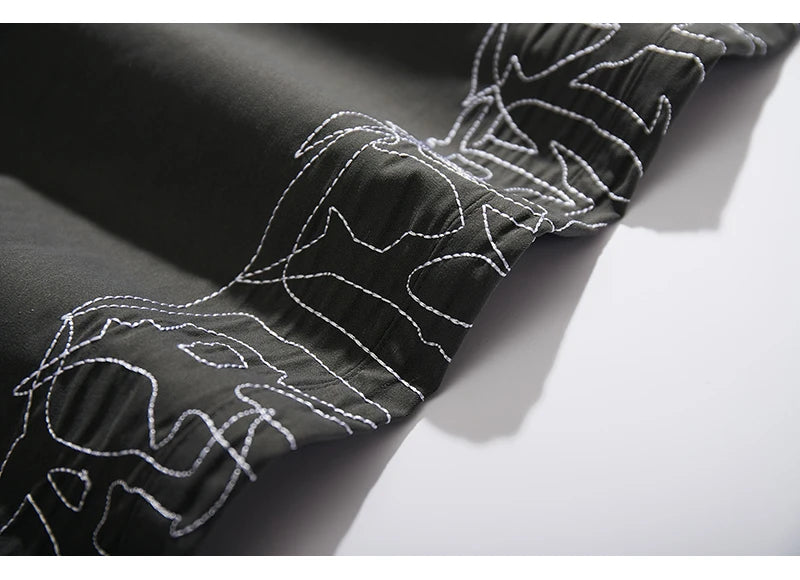 hip hop loose fit elastic waist pants fashion embroidery ankle pants mens 2019 new spring summer casual sportwear pants joggers unique joggers style 1108