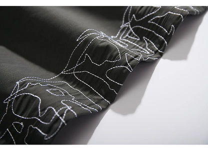 hip hop loose fit elastic waist pants fashion embroidery ankle pants mens 2019 new spring summer casual sportwear pants joggers unique joggers style 1108