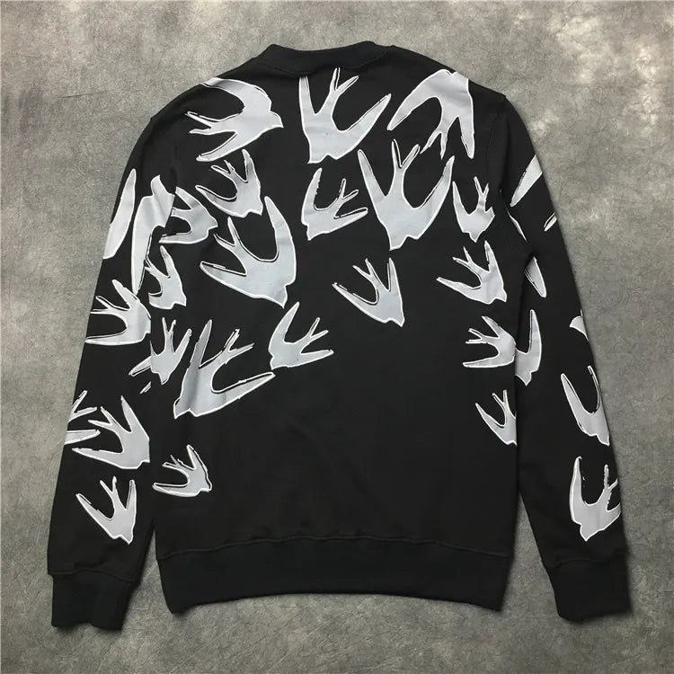 New  Men Full of Swallows Hoodies Hoody hooded Sweatshirts velvet Cotton Drake Thick Fleece Street Hip hop #E153 Street King Limited