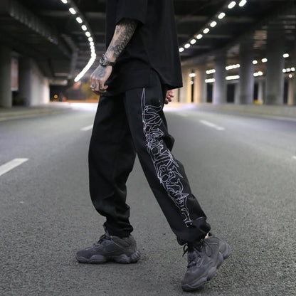 hip hop loose fit elastic waist pants fashion embroidery ankle pants mens 2019 new spring summer casual sportwear pants joggers streetwear sweatpants
