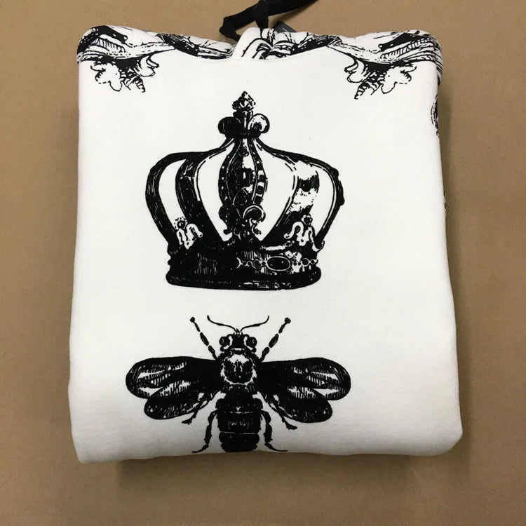 New  High Crown bee flocking Classic Unisex Hoodies Hoody hooded Sweatshirts velvet Cotton Drake Thicken Fleece #D13 Street King Limited