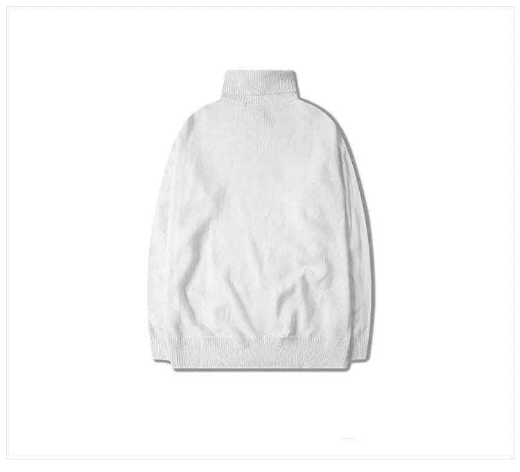 Male Sweater Basic Pullover 2018 Autumn Winter High Neck Casual Solid Color Warm Sweater Women Men Fashion Street Loose Sweaters Street King Limited