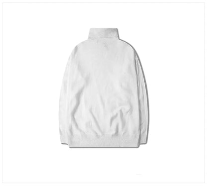 Male Sweater Basic Pullover 2018 Autumn Winter High Neck Casual Solid Color Warm Sweater Women Men Fashion Street Loose Sweaters Street King Limited