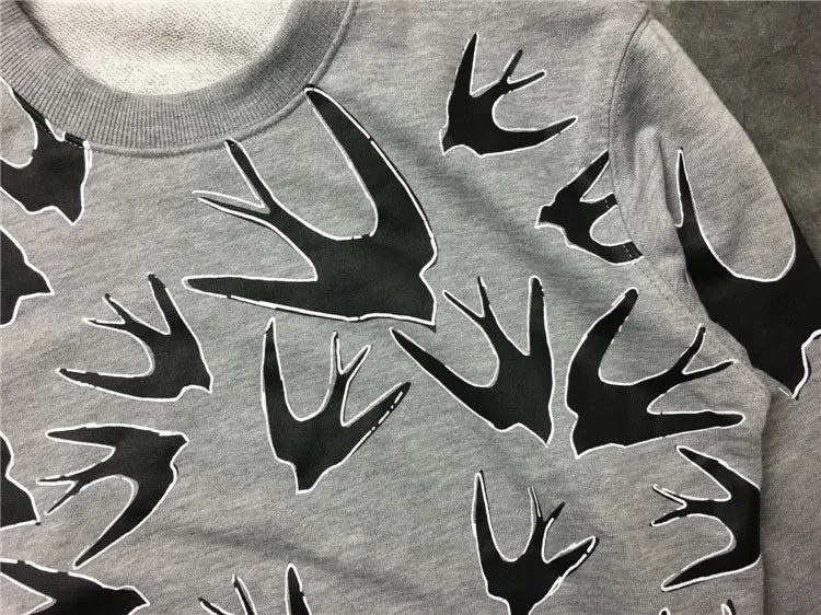 New  Men Full of Swallows Hoodies Hoody hooded Sweatshirts velvet Cotton Drake Thick Fleece Street Hip hop #E153 Street King Limited