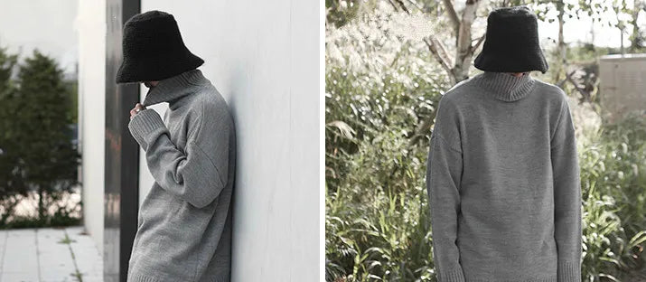 Male Sweater Basic Pullover 2018 Autumn Winter High Neck Casual Solid Color Warm Sweater Women Men Fashion Street Loose Sweaters Street King Limited