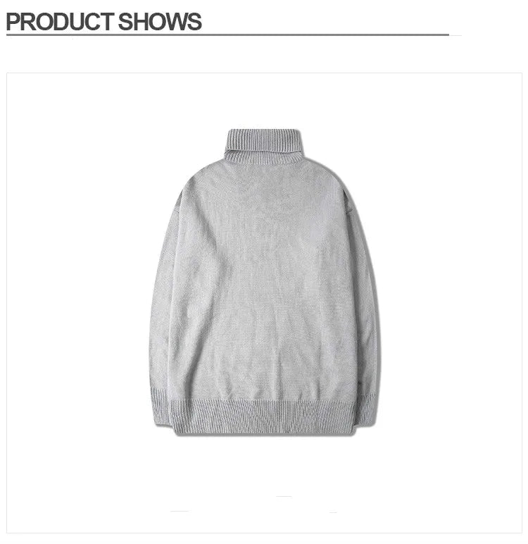 Male Sweater Basic Pullover 2018 Autumn Winter High Neck Casual Solid Color Warm Sweater Women Men Fashion Street Loose Sweaters Street King Limited