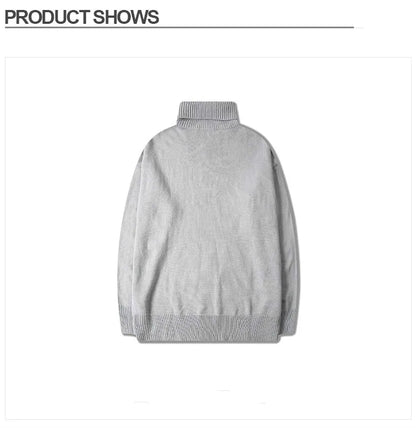 Male Sweater Basic Pullover 2018 Autumn Winter High Neck Casual Solid Color Warm Sweater Women Men Fashion Street Loose Sweaters Street King Limited