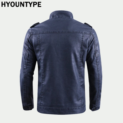 retro leather jacket men stand collar locomotive coat autumn winter casual plus size motorcycle jacket male warm biker outerwear minimalist street pants