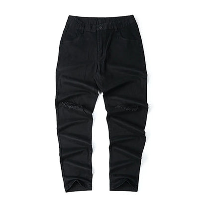 knee ripped hole biker jeans men denim destroyed slim fit zippers jeans fashion trousers black streetwear hip hop pants jogger unique joggers style 4152