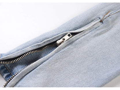 bottom zipper knee holes denim jeans destroyed ripped slim mens biker jeans new men fashion streetwear hip hop pants joggers unique joggers style 2411
