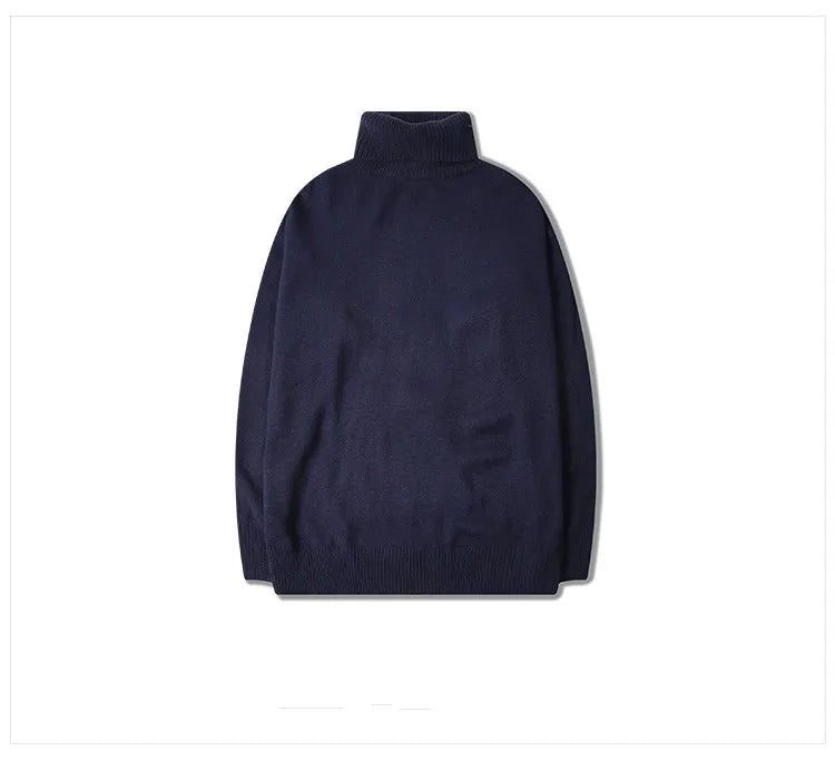 Male Sweater Basic Pullover 2018 Autumn Winter High Neck Casual Solid Color Warm Sweater Women Men Fashion Street Loose Sweaters Street King Limited