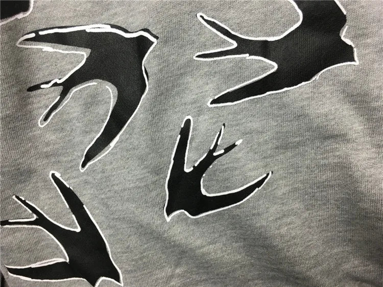 New  Men Full of Swallows Hoodies Hoody hooded Sweatshirts velvet Cotton Drake Thick Fleece Street Hip hop #E153 Street King Limited