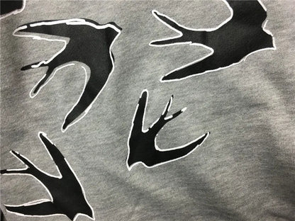 New  Men Full of Swallows Hoodies Hoody hooded Sweatshirts velvet Cotton Drake Thick Fleece Street Hip hop #E153 Street King Limited