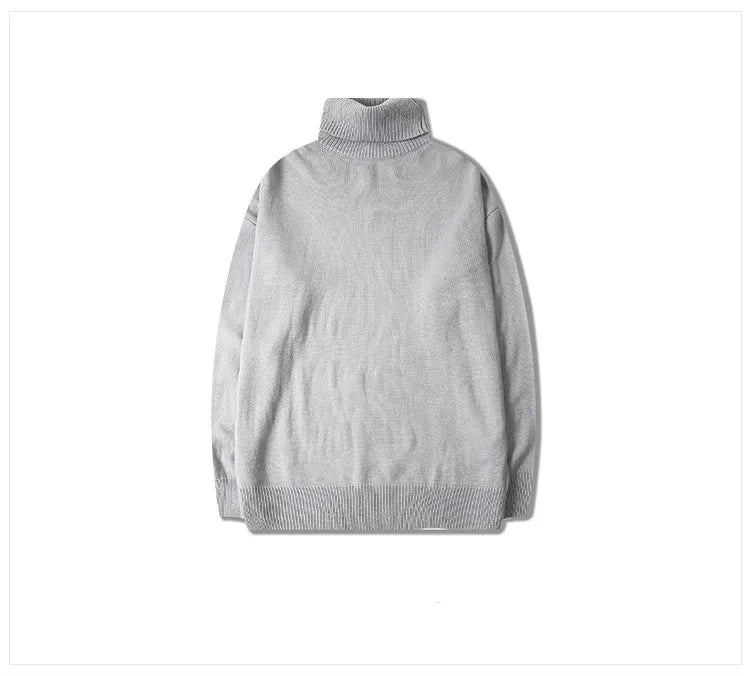 Male Sweater Basic Pullover 2018 Autumn Winter High Neck Casual Solid Color Warm Sweater Women Men Fashion Street Loose Sweaters Street King Limited