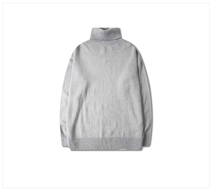 Male Sweater Basic Pullover 2018 Autumn Winter High Neck Casual Solid Color Warm Sweater Women Men Fashion Street Loose Sweaters Street King Limited
