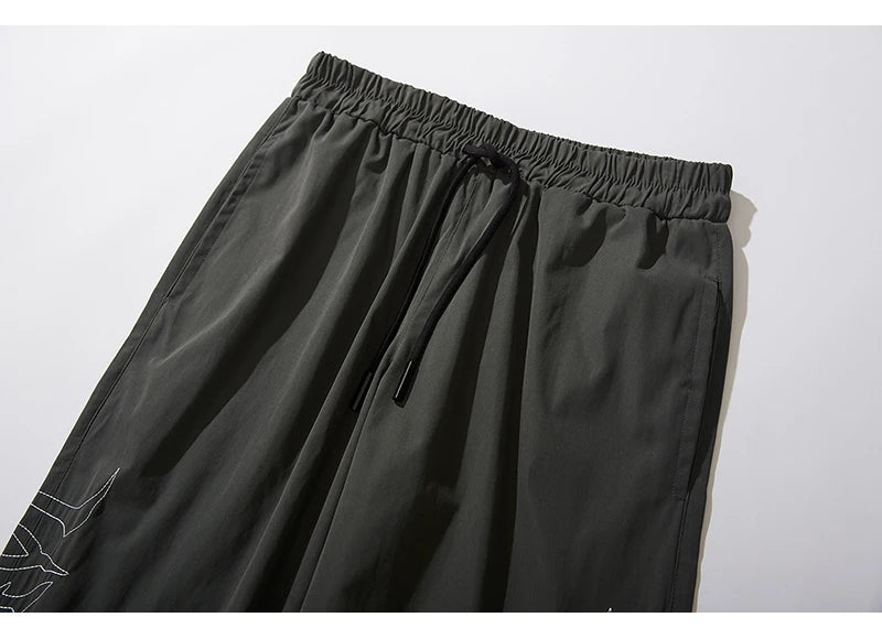 hip hop loose fit elastic waist pants fashion embroidery ankle pants mens 2019 new spring summer casual sportwear pants joggers unique joggers style 1105