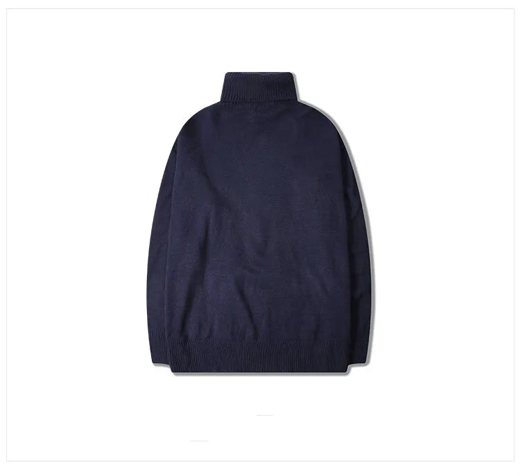 Male Sweater Basic Pullover 2018 Autumn Winter High Neck Casual Solid Color Warm Sweater Women Men Fashion Street Loose Sweaters Street King Limited