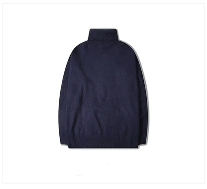 Male Sweater Basic Pullover 2018 Autumn Winter High Neck Casual Solid Color Warm Sweater Women Men Fashion Street Loose Sweaters Street King Limited