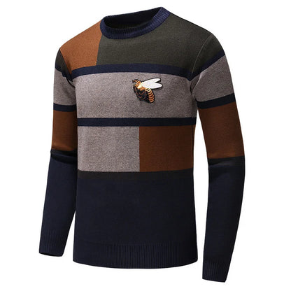 New 2018 Man Luxury Winter gentleman embroidery Bees Stripe Knit Casual Sweaters pullover Asian Plug Size High quality Drake H64 Street King Limited